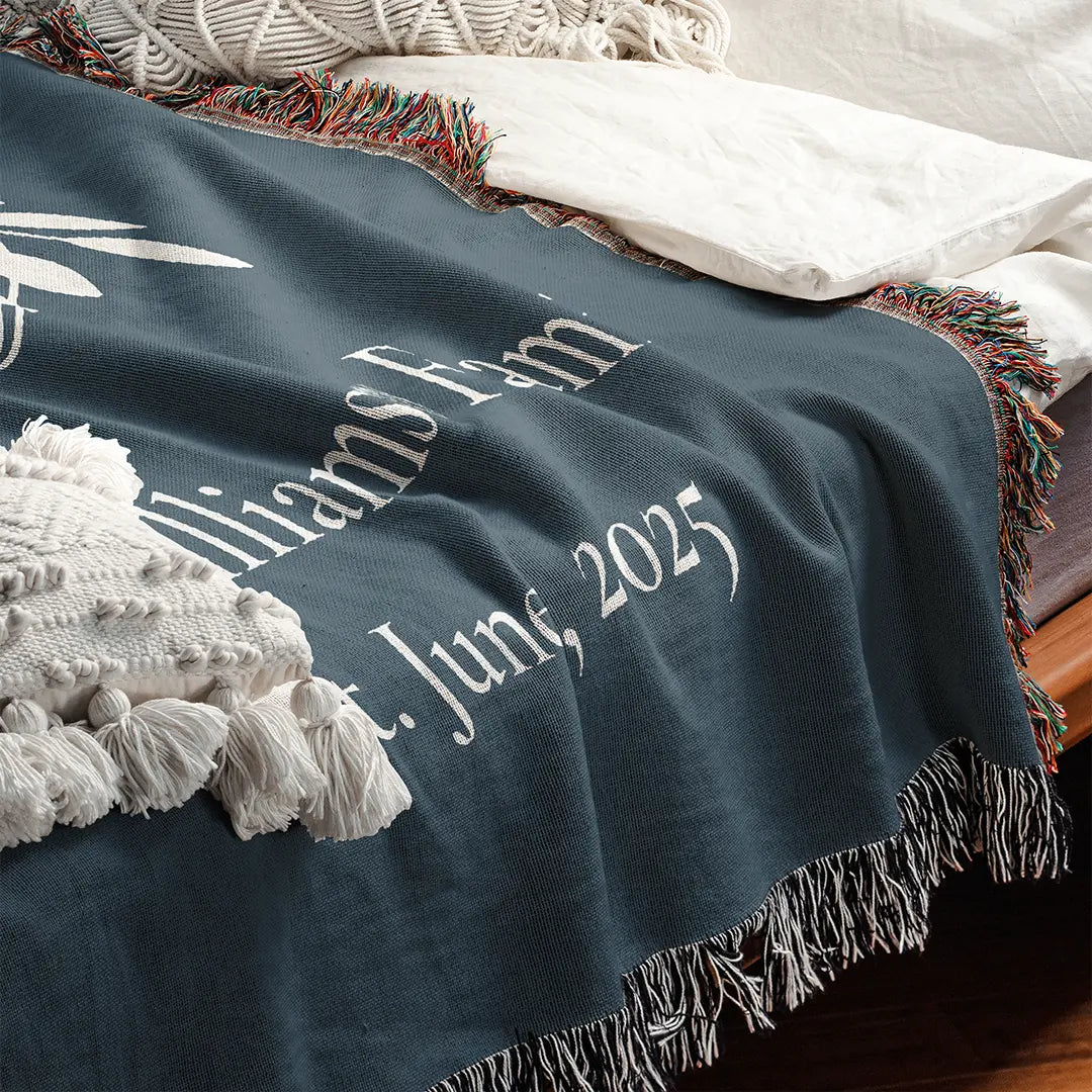 Custom Name Blanket For Families - Always Together - Navy