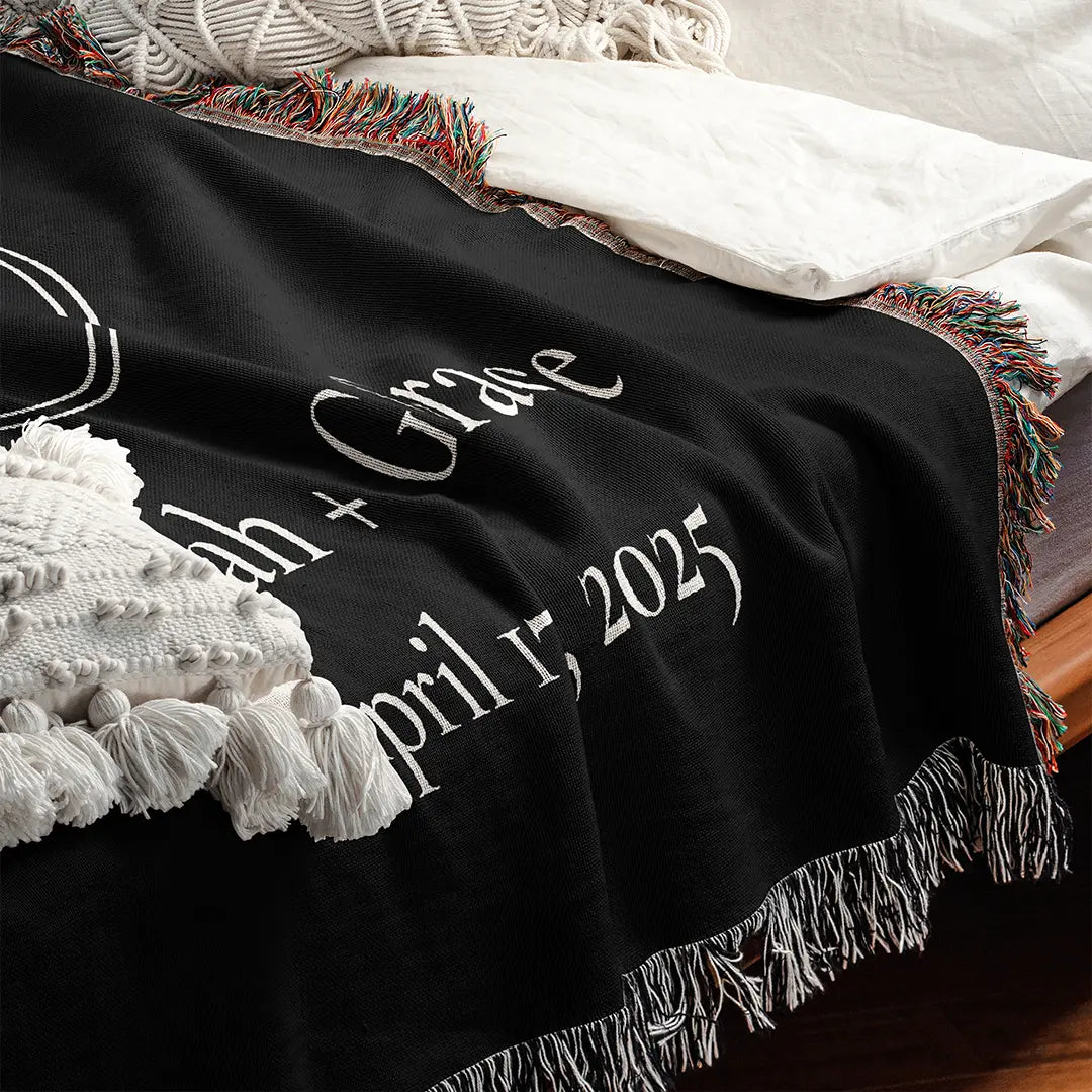 Custom Name Blanket For Couples - Forever Yours - Black