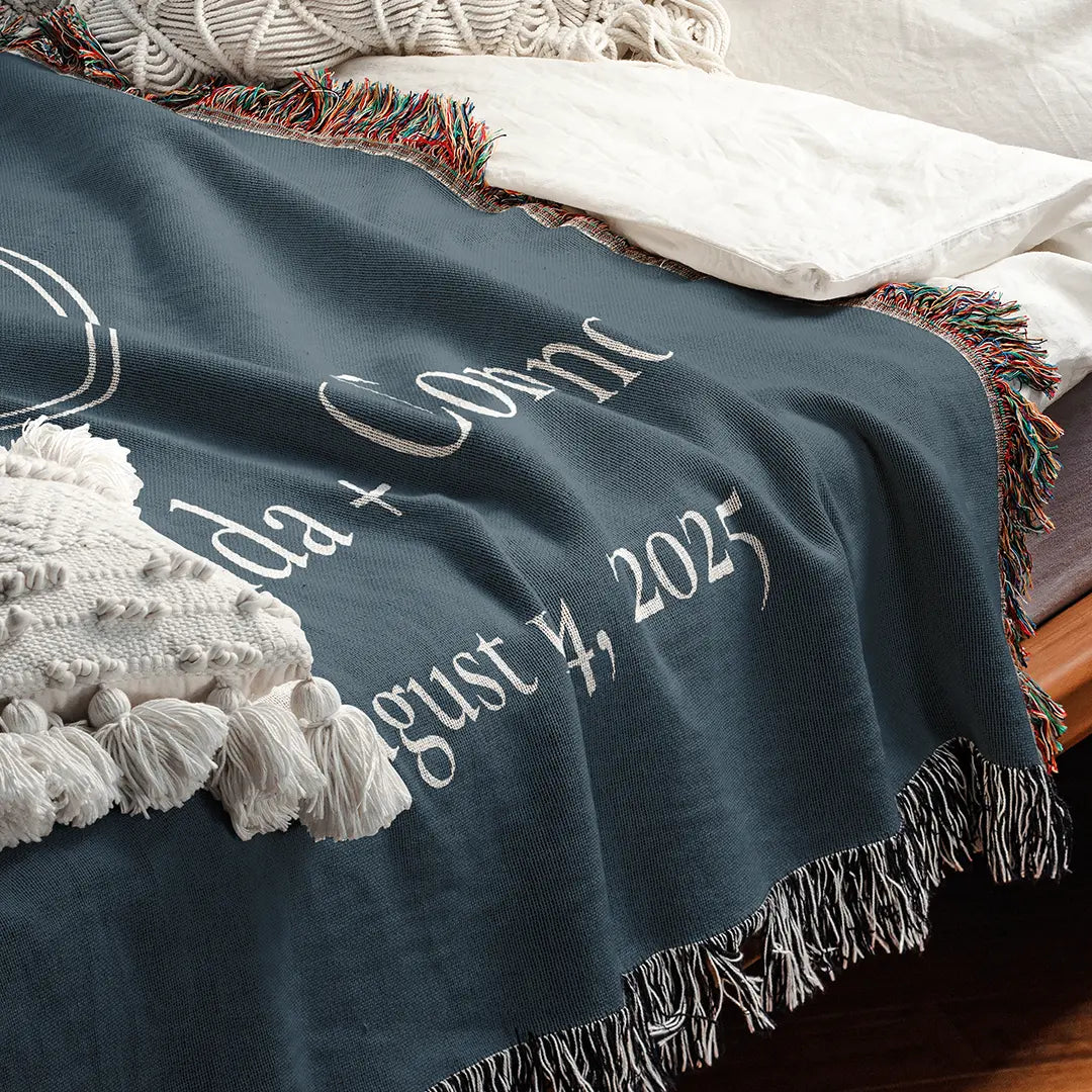 Custom Name Blanket For Couples - Forever Yours - Navy