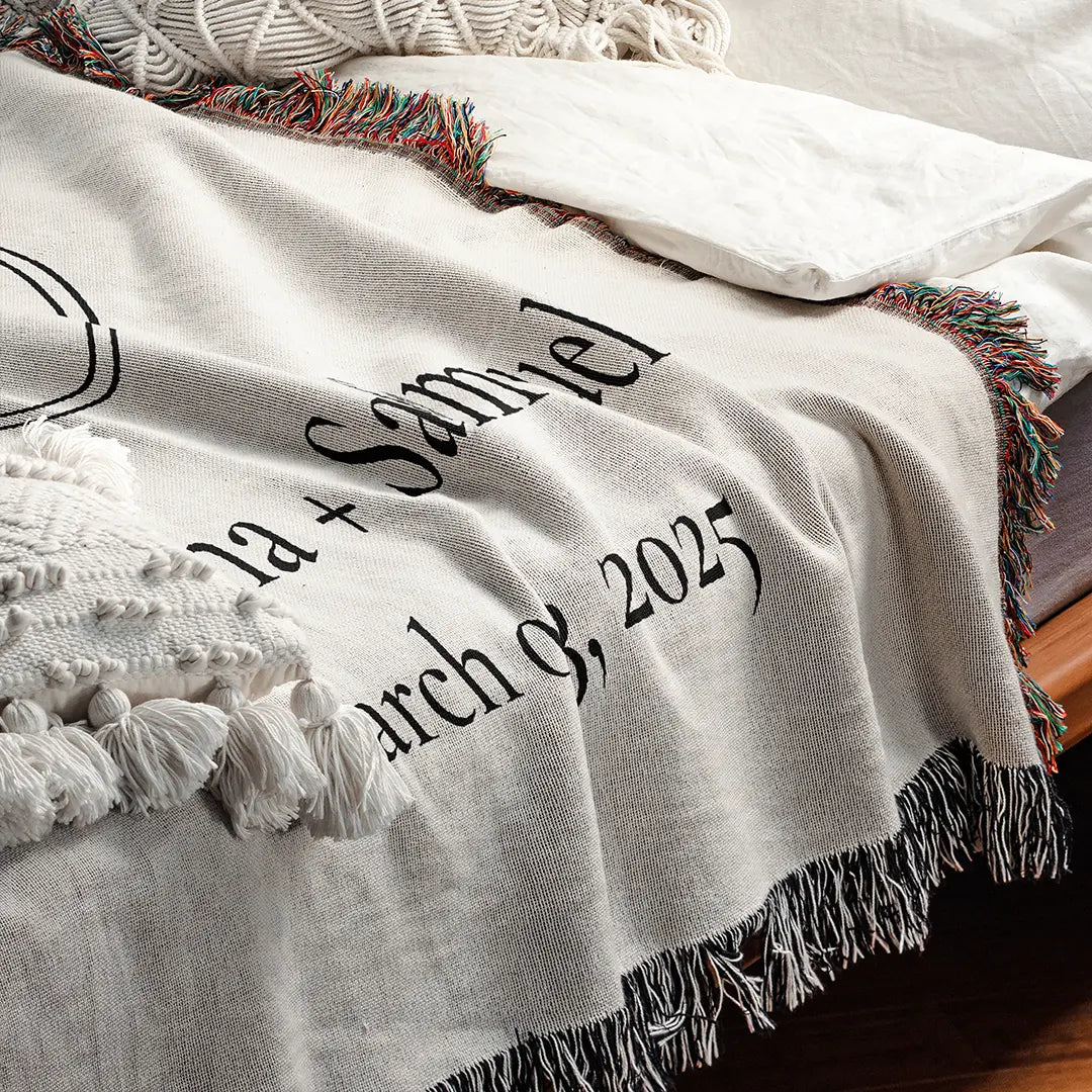 Custom Name Blanket For Couples - Forever Yours - White