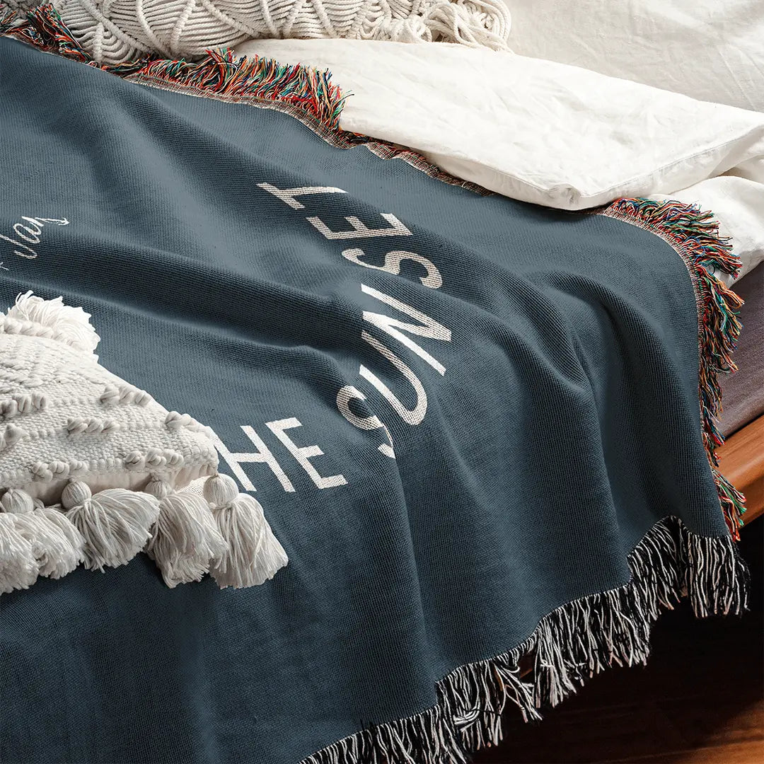 Custom Name Blanket For Couples - Let The Sun Rise - Navy