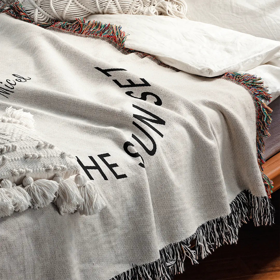 Custom Name Blanket For Couples - Let The Sun Rise - White