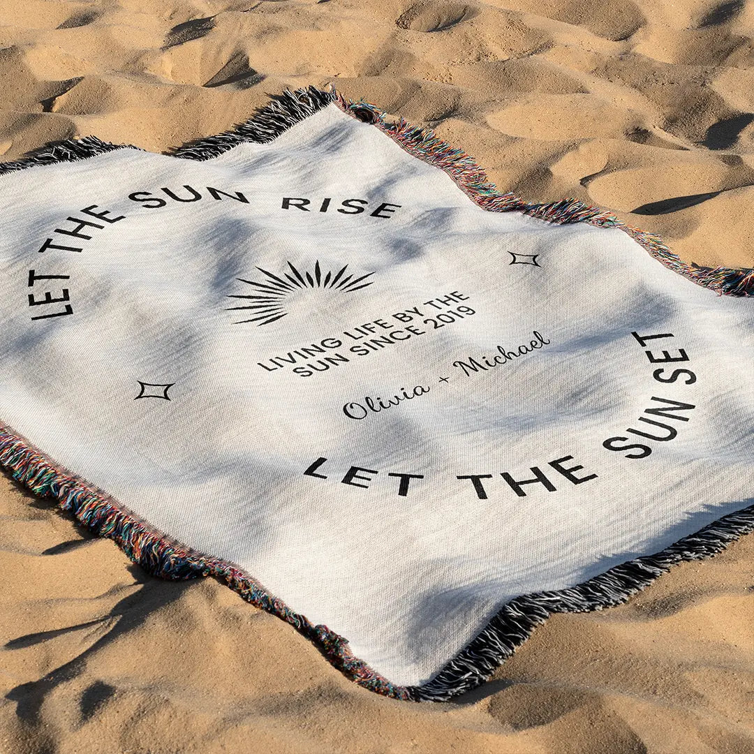 Custom Name Blanket For Couples - Let The Sun Rise - White
