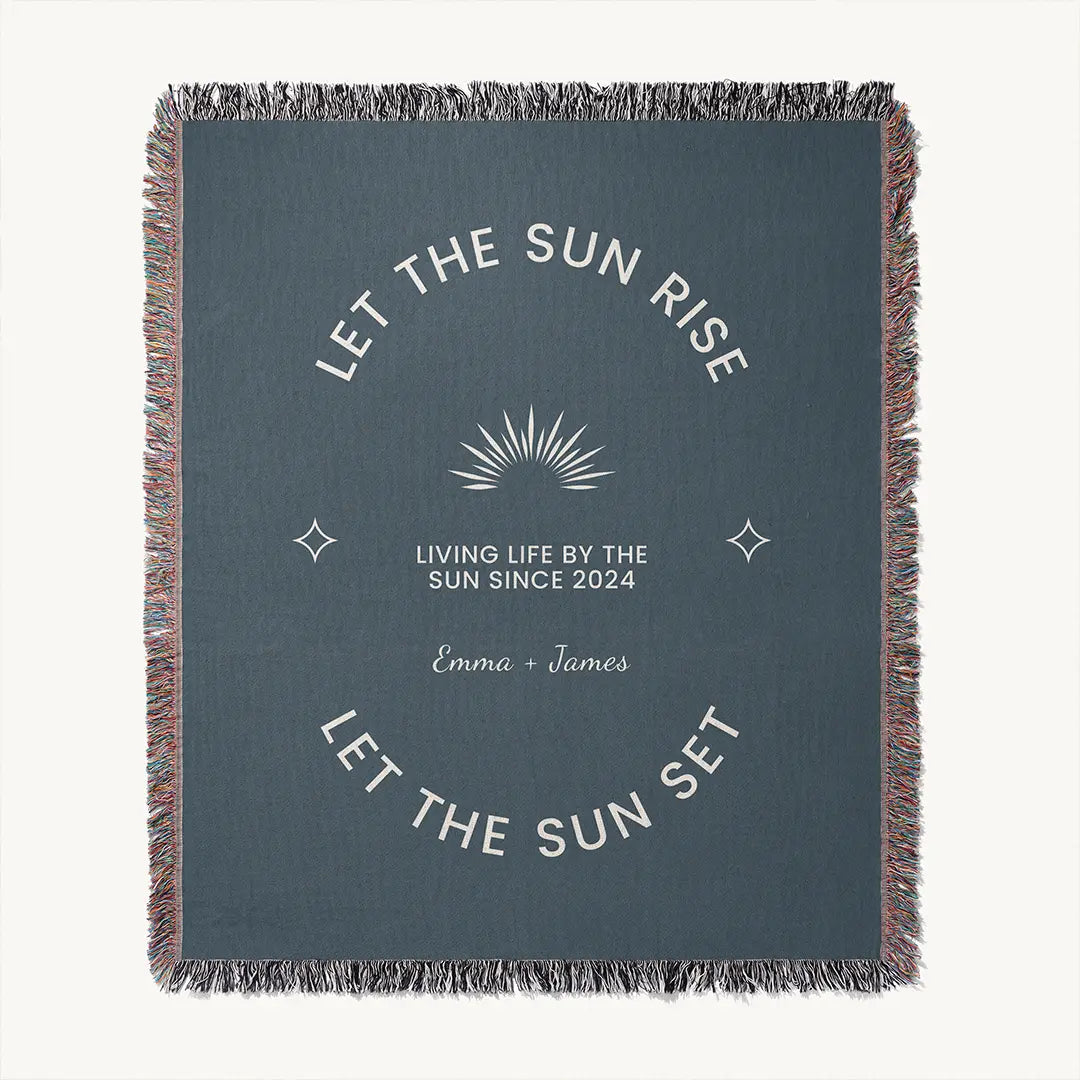 Custom Name Blanket For Couples - Let The Sun Rise - Navy