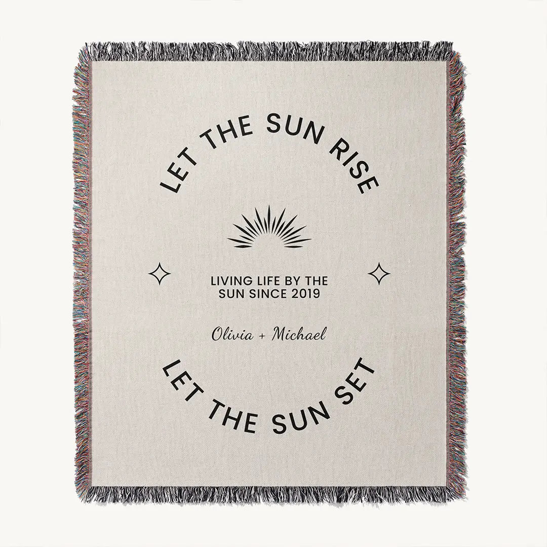 Custom Name Blanket For Couples - Let The Sun Rise - White