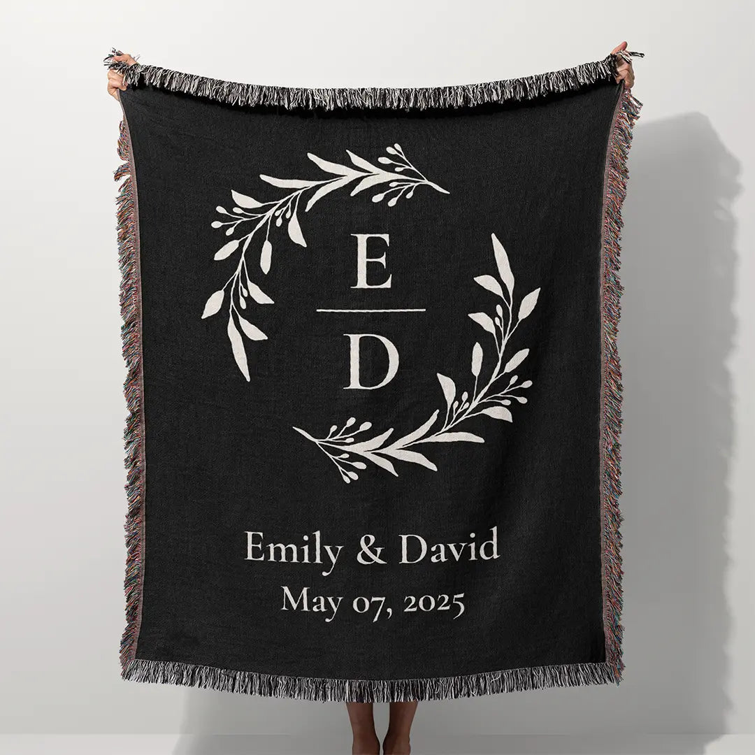 Custom Name Blanket For Couples - Timeless Love - Black