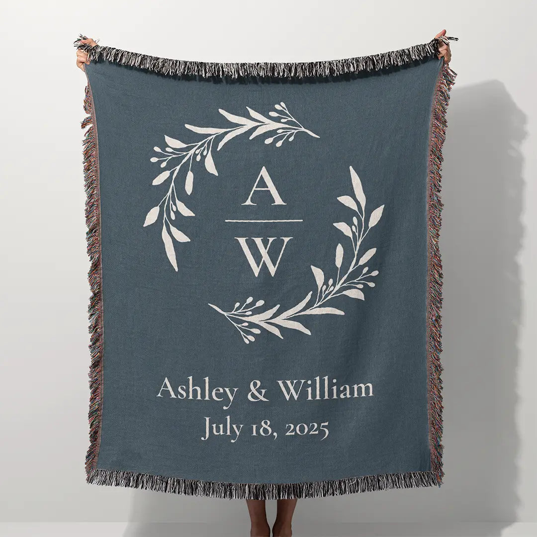 Custom Name Blanket For Couples - Timeless Love - Navy