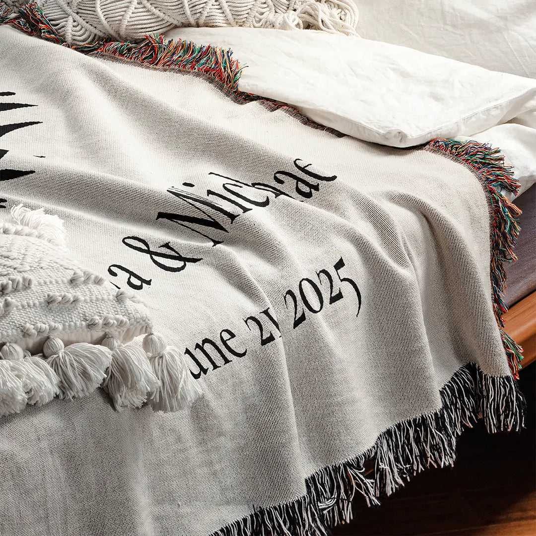 Custom Name Blanket For Couples - Timeless Love - White