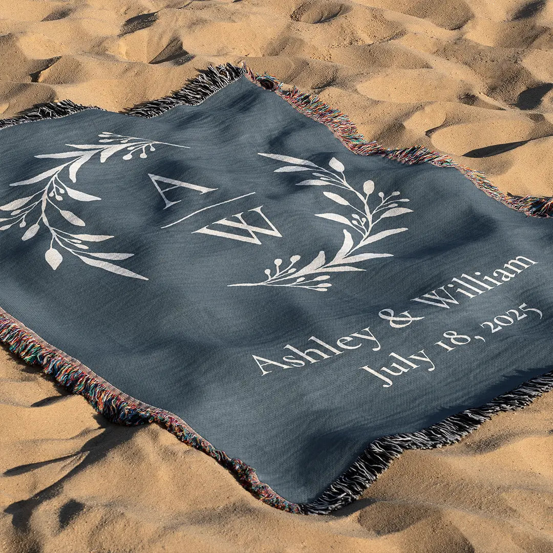 Custom Name Blanket For Couples - Timeless Love - Navy