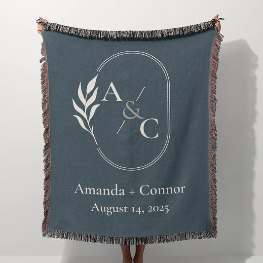 Custom Name Blanket For Couples - Forever Yours - Navy