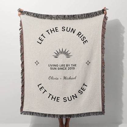 Custom Name Blanket For Couples - Let The Sun Rise - White