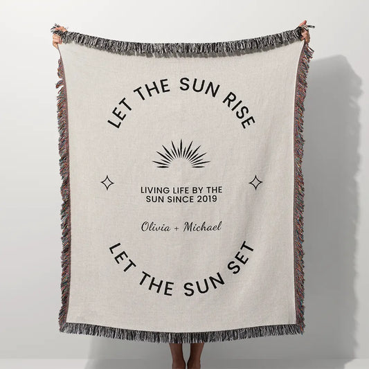 Custom Name Blanket For Couples - Let The Sun Rise - White
