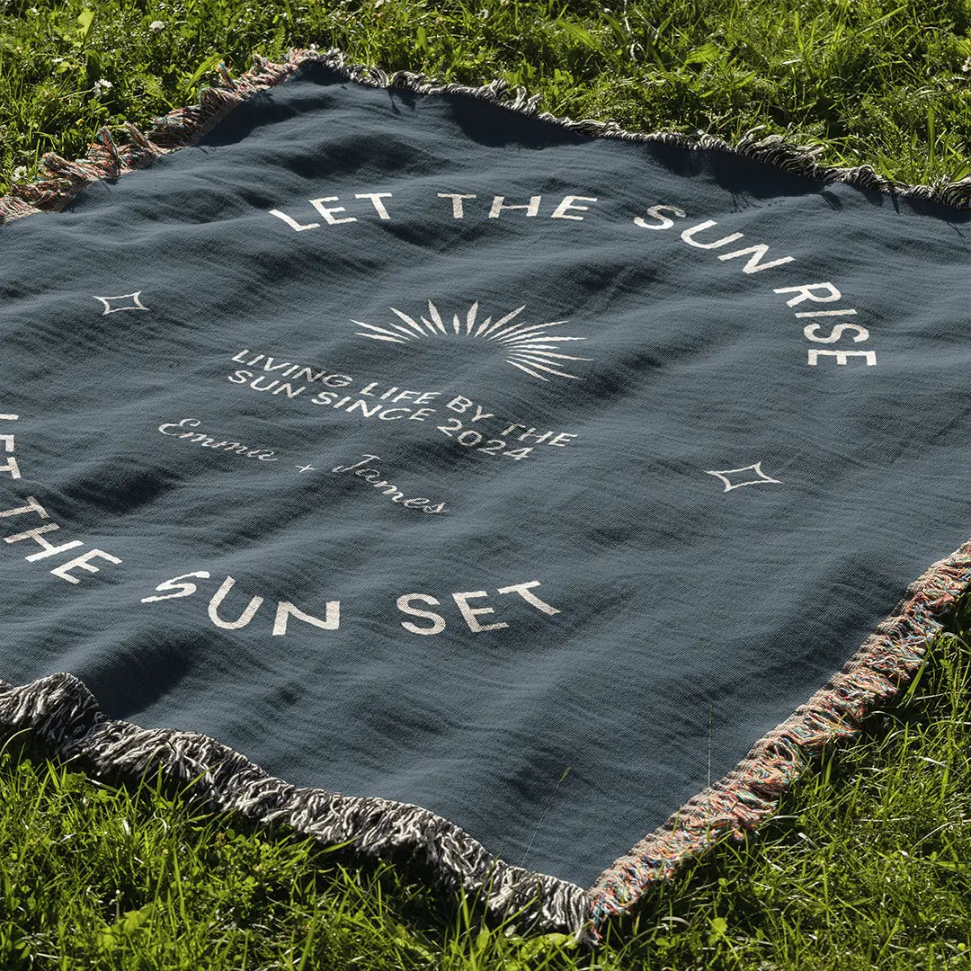 Custom Name Blanket For Couples - Let The Sun Rise - Navy