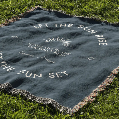 Custom Name Blanket For Couples - Let The Sun Rise - Navy