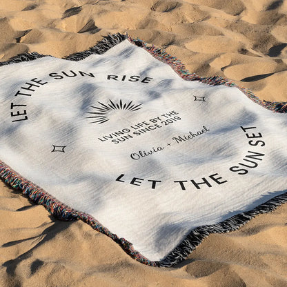Custom Name Blanket For Couples - Let The Sun Rise - White