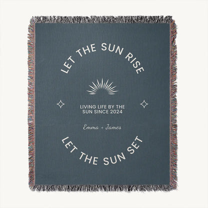 Custom Name Blanket For Couples - Let The Sun Rise - Navy