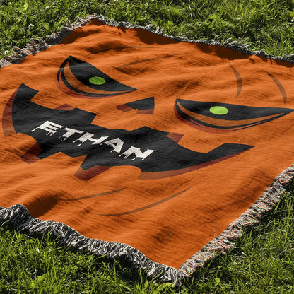 Custom Halloween Name Blanket - Pumpkin Grin