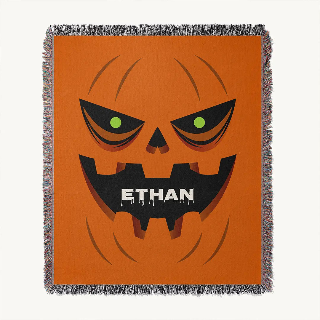 Custom Halloween Name Blanket - Pumpkin Grin