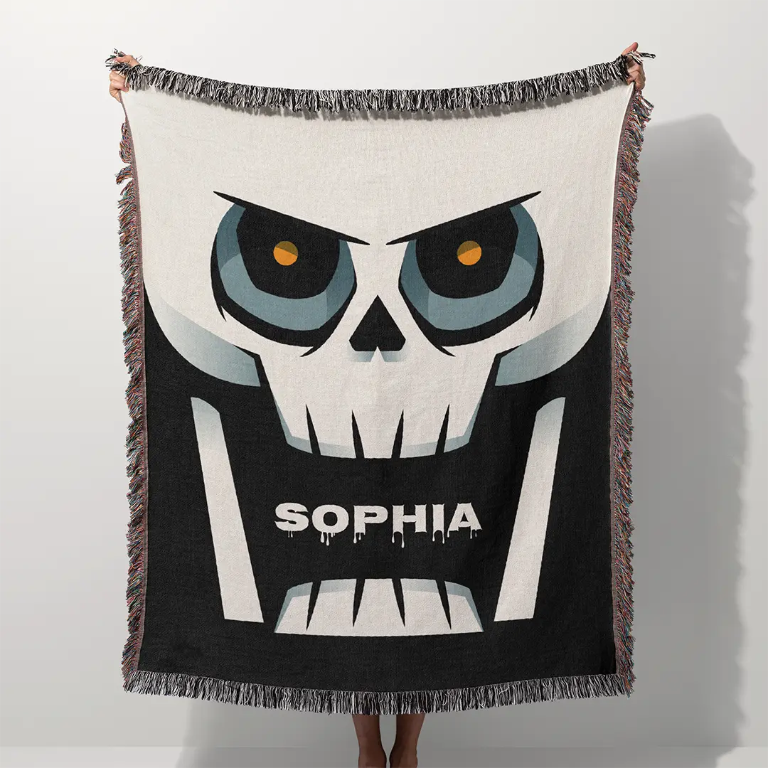Custom Halloween Name Blanket - Skull Shadow