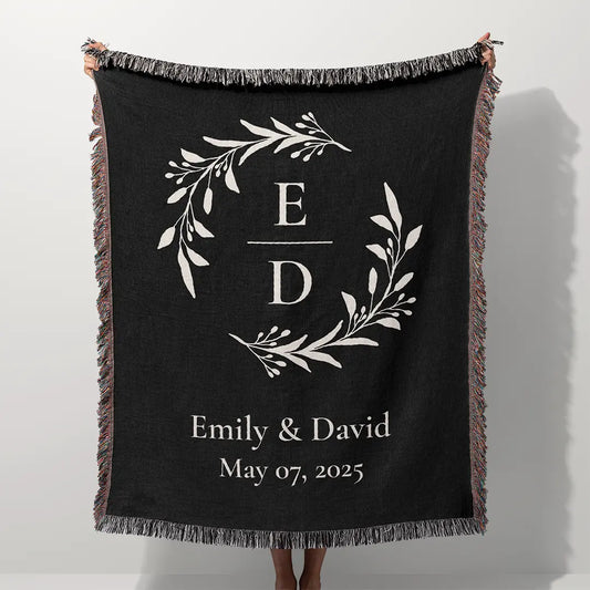Custom Name Blanket For Couples - Timeless Love - Black
