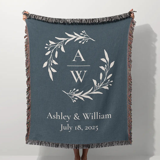 Custom Name Blanket For Couples - Timeless Love - Navy