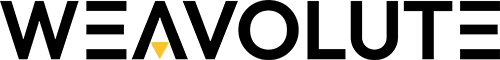 The Weavolute logo in black color on a transparent background